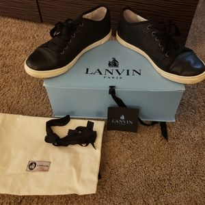 Womens black Lanvin textured sneakers very good co